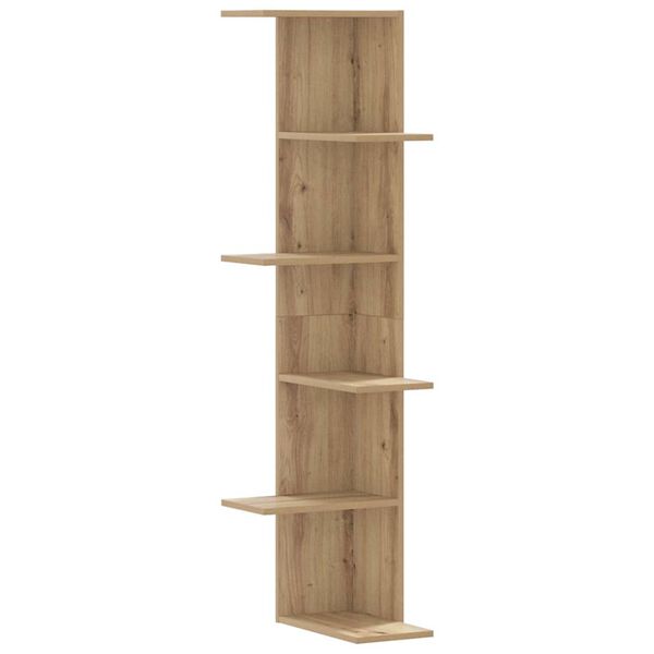 vidaXL Wall Corner Shelf Artisian Oak 14.4x14.4x55.1" Engineered Wood