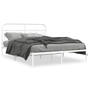 vidaXL Bed Frame White Steel Full Rectangular Modern Durable