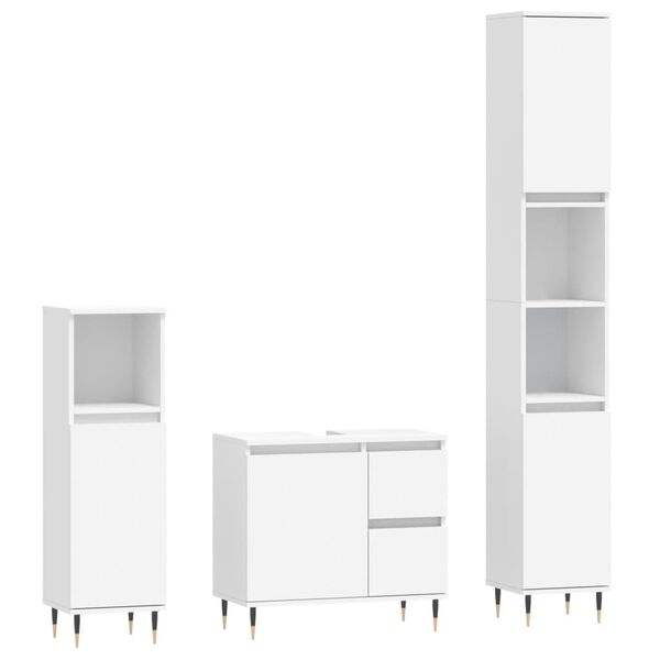 vidaXL Bathroom Furniture Set White Engineered wood, iron Medium
