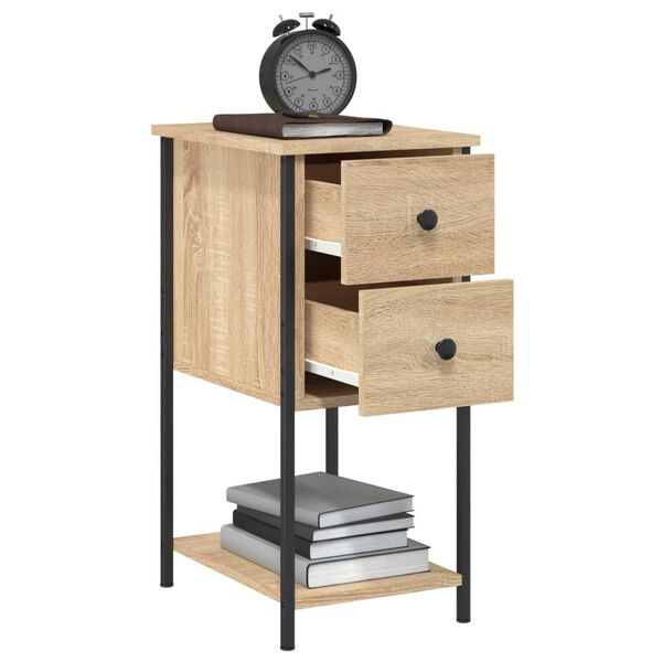 vidaXL Bedside Cabinet Sonoma Oak Engineered wood, Iron Compact