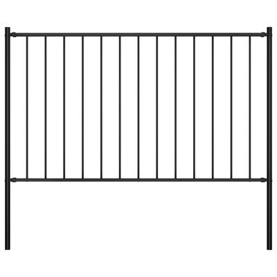 vidaXL Fence Panel with Posts Powder-coated Steel 5.6'x3.3' Black