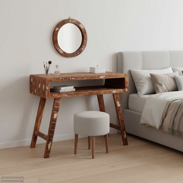 vidaXL Dressing Table Brown 90 x 76 x 45 cm Solid reclaimed wood