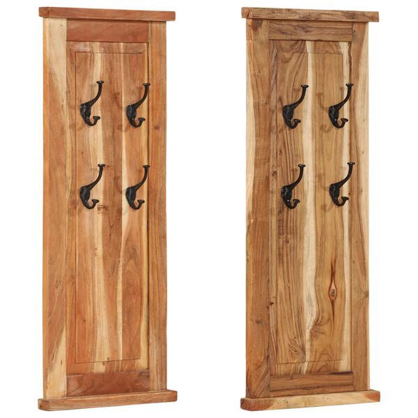 vidaXL Coat Rack Set of 2 Varied wood grain Solid acacia wood