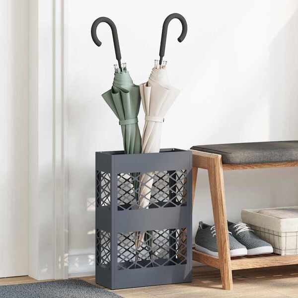 vidaXL Umbrella Stand Anthracite 11.02 x 4.72 x 16.14 in Steel