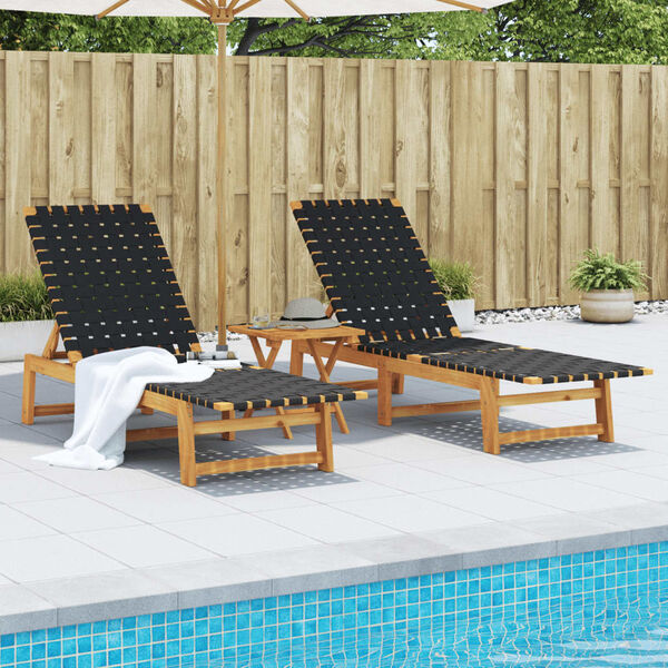 vidaXL Sun Lounger Set of 2 Black and Brown 100% Olefin Standard