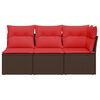vidaXL Garden Sofa with Cushion 8 pcs Brown and red Poly rattan