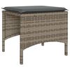 vidaXL Patio Sofa 2-Seater with Table and Stools Grey Poly Rattan
