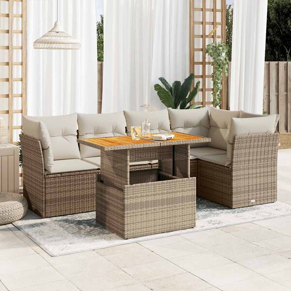 vidaXL Garden Sofa Set Beige, Cream