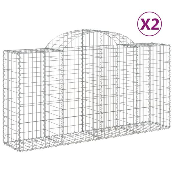 vidaXL Gabion Basket Set of 2 Silver Galvanized iron