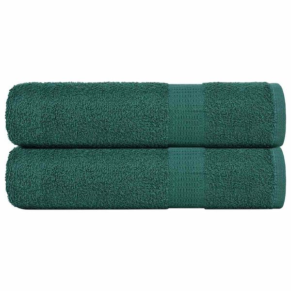 vidaXL Shower Towel Set of 2 Green 100% Cotton 27.6 x 55.1 in