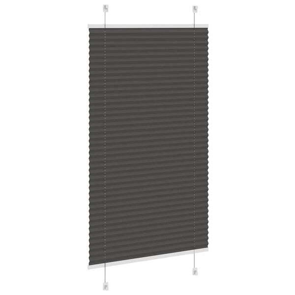 vidaXL Pleated Blind Black 100% Polyester 27.6x59.1 in Adjustable
