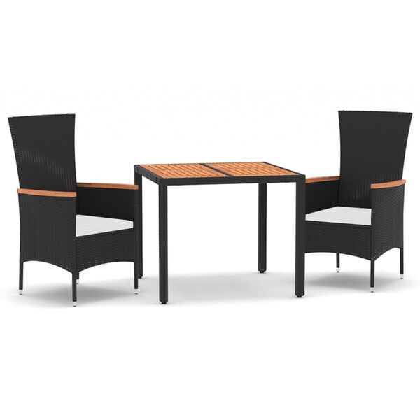 vidaXL Garden Dining Set Black, Cream White