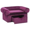 vidaXL Dog Sofa Burgundy Plush, solid pinewood 29.5 x 19.7 x 15 in
