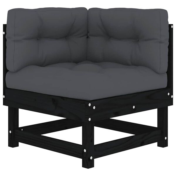 vidaXL Corner Sofa Black Solid pine wood, Oxford fabric, PP cotton