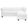 vidaXL Sofa White Faux leather, Wood Large Durable Chesterfield Sofa