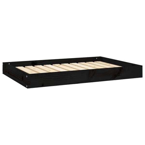 vidaXL Dog Bed Black Solid Pine Wood Medium Durable Dog Bed
