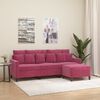 vidaXL 3-Seater Sofa with Footstool Wine Red 70.9" Velvet