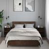 vidaXL Bedside Cabinet Set of 2 Brown Oak Engineered Wood and Metal