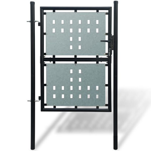 vidaXL Black Single Door Fence Gate 39.4x78.7"