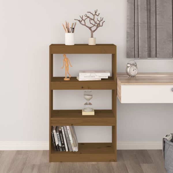 vidaXL Book Cabinet Honey Brown Solid Pine Wood 23.6 x 11.8 x 40.7 in