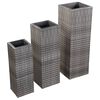 vidaXL Garden Raised Beds 3 pcs Poly Rattan Gray