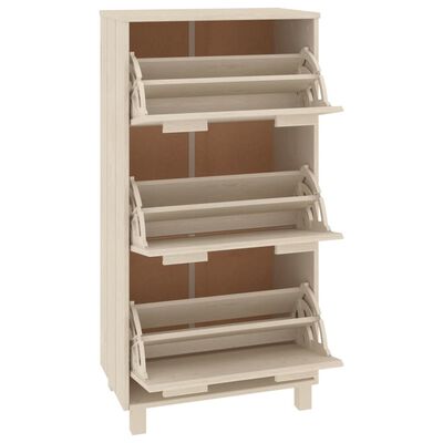 vidaXL Shoe Cabinet HAMAR Honey Brown 23.4"x13.8"x46.1" Solid Wood Pine