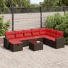 vidaXL 9 Piece Patio Sofa Set with Cushions Brown Poly Rattan
