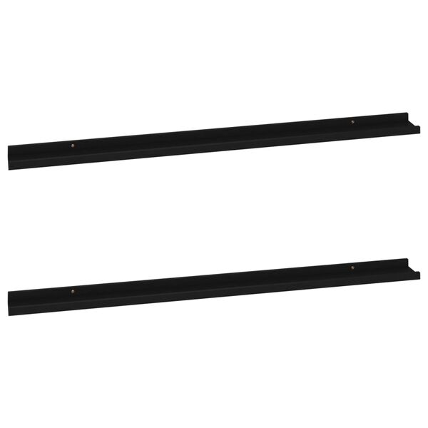 vidaXL Wall Shelf Set of 2 Black MDF 45.3 in wide Wall mounting