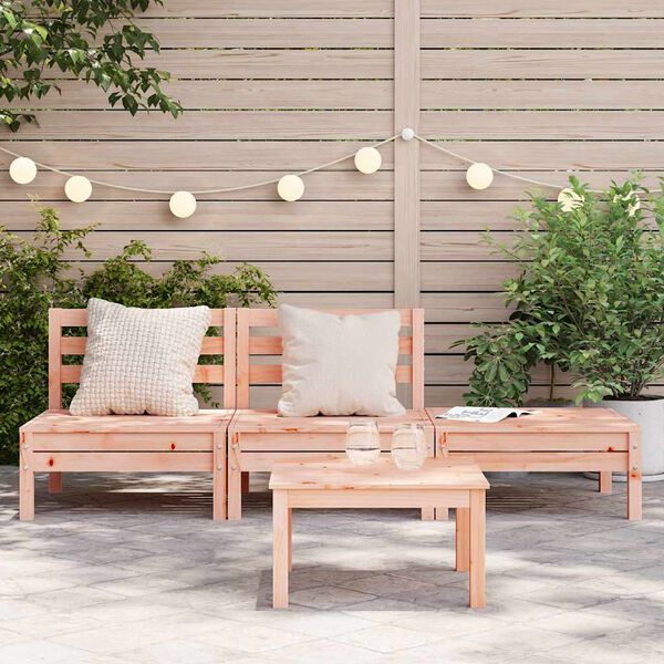vidaXL Garden Sofa Natural Wood Solid Douglas Fir wood 3-seater Modular