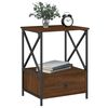 vidaXL Bedside Table Brown Oak Engineered Wood, Iron Medium