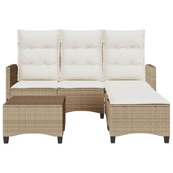 vidaXL Garden Sofa Set Beige PE rattan, powder-coated steel Large