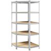 vidaXL 5-Layer Corner Shelf Silver Steel&Engineered Wood