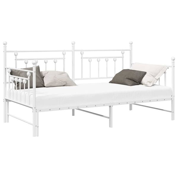 vidaXL Daybed Frame with Headboard White 39.4" x 78.7" Steel