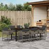 vidaXL Garden Dining Set with Cushion 9 pcs Grey Poly Rattan