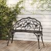 vidaXL Garden Bench Black Cast Aluminum, Cast Iron Medium