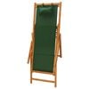 vidaXL Beach Chair Green Solid eucalyptus wood & fabric (100% polyester)