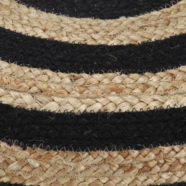 vidaXL Pouffe Black with natural jute Jute with EPS foam Medium