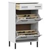 vidaXL Shoe Rack White Solid Pine Wood, Metal Medium Shoe Rack