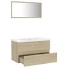 vidaXL Bathroom Furniture Set Sonoma oak Sonoma oak engineered wood, ceramic