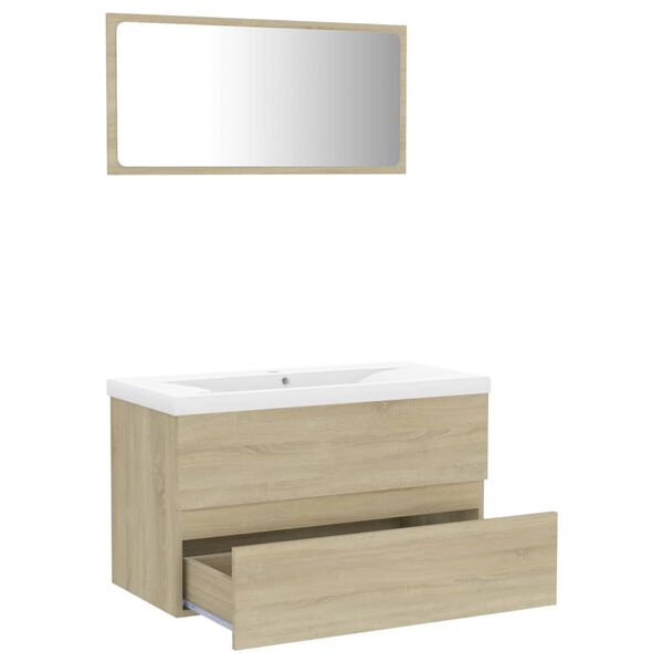 vidaXL Bathroom Furniture Set Sonoma oak Sonoma oak engineered wood, ceramic