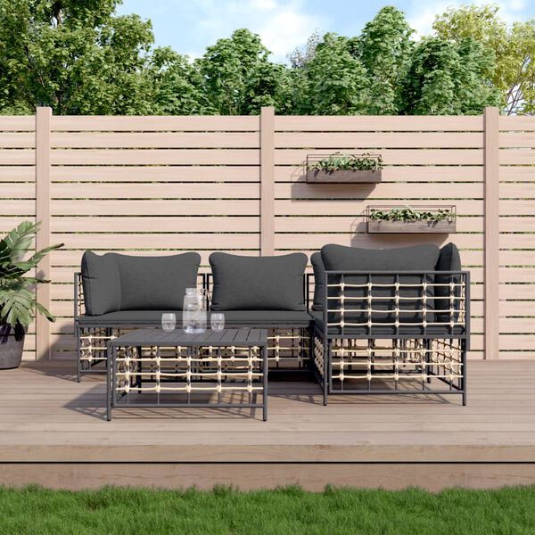 vidaXL Garden Lounge Set Anthracite Poly Rattan 5-piece set Modular