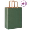 vidaXL Paper Bags 50 pcs with Handles Green 21x11x28 cm
