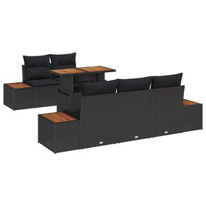 vidaXL Garden Sofa Set with Storage 6 pcs Black Poly rattan
