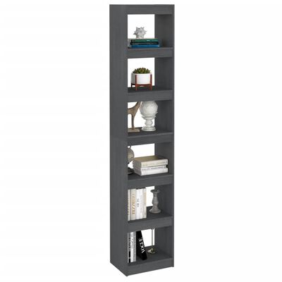vidaXL Book Cabinet/Room Divider Gray 15.7"x11.8"x78.3" Solid Wood Pine