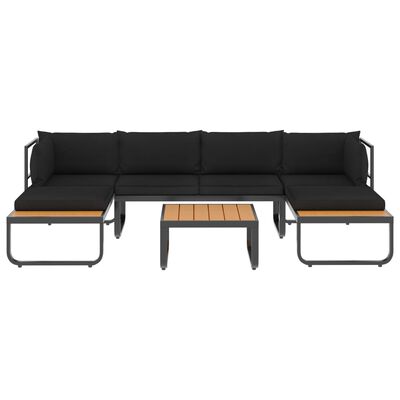 vidaXL 4 Piece Patio Corner Sofa Set with Cushions Aluminum and WPC