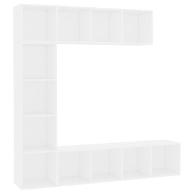 vidaXL 3 Piece Book/TV Stand Set White 70.9"x11.8"x70.9"