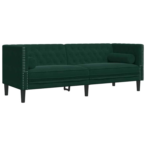 vidaXL Chesterfield Sofa Set Dark Green Velvet 3-Seater