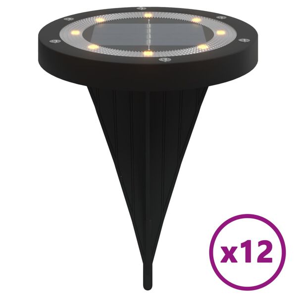 vidaXL Solar Ground Light Set of 12 Black
