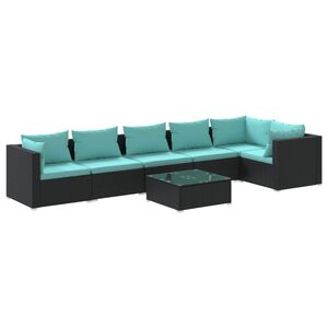 vidaXL Garden Lounge Set Black, Water blue