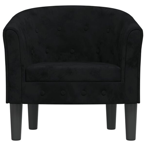 vidaXL Tub Chair Black Velvet (100% Polyester), Pinewood, Plywood, Foam